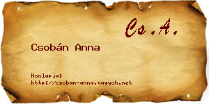 Csobán Anna névjegykártya
